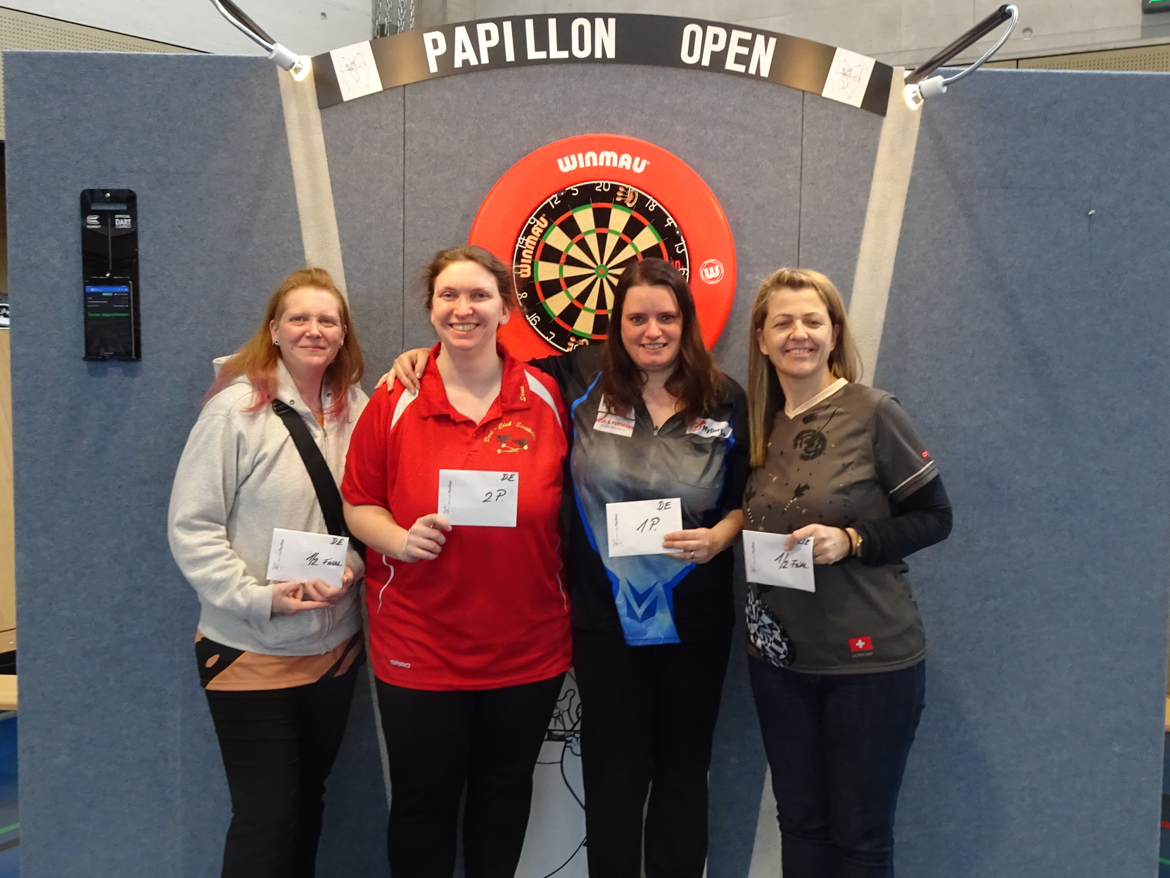Papillon Open 2024 - Dames demi-finalistes (de gauche à droite): Angela Heinrich, Sarah Bartlomé, Sylvia Schlapbach (Siegerin) und Daniela Menzli